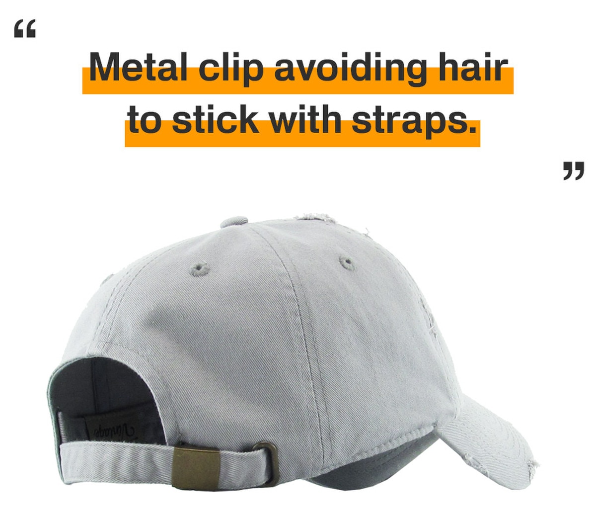 Light Gray Distressed Vintage Baseball Cap Back Side View